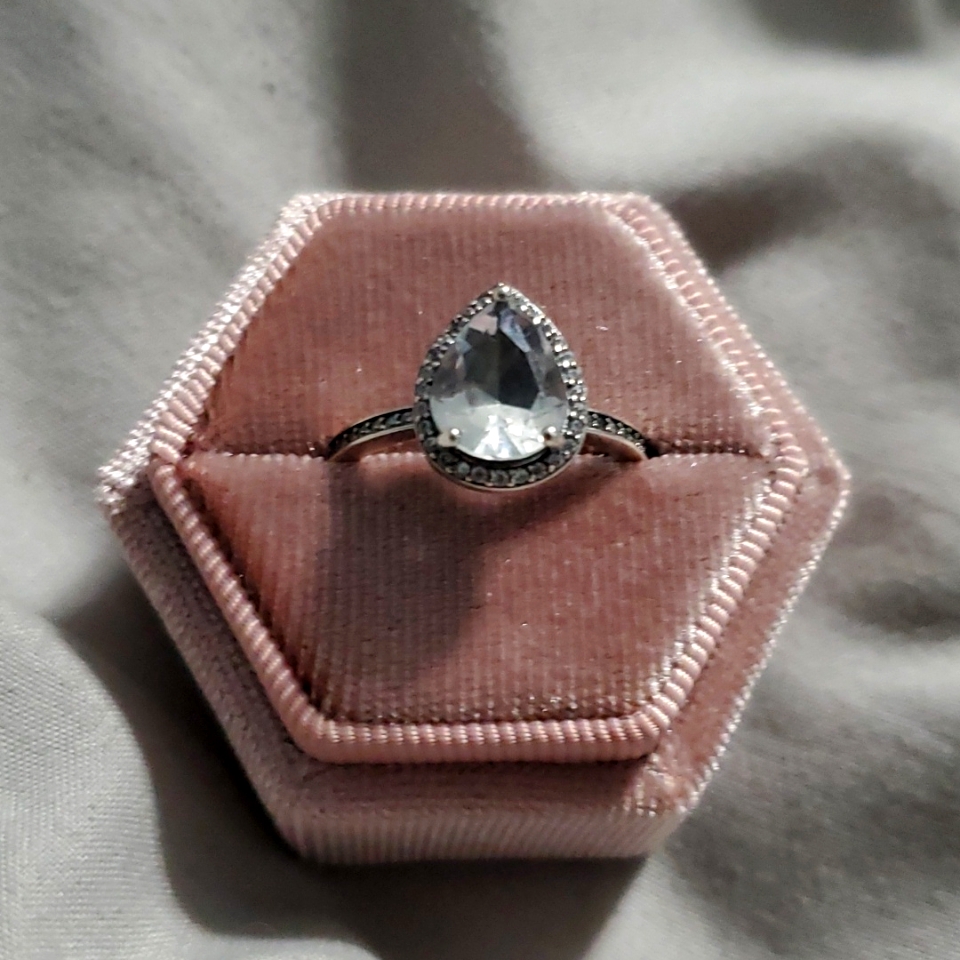 Pear Shaped 25 Ct Cubic Zirconia 925 Silver Ring Size 7 48$